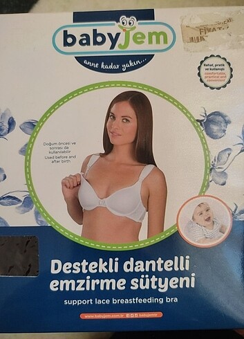 Baby jem destekli dantelli emzirme sütyeni 