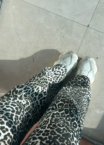 Diğer Kahverengi Leopar Desenli Kadın Kumaş Pantolon