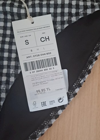 s Beden Fırfırlı Siyah Ekose Bikini Takımı