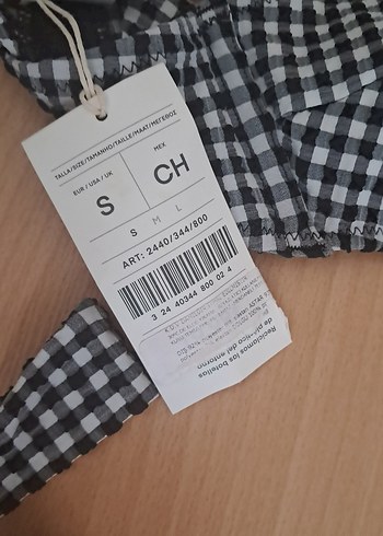 s Beden siyah Renk Fırfırlı Siyah Ekose Bikini Takımı
