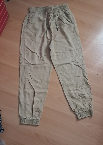 Bej Rahat Kesim Kadın Keten Pantolon