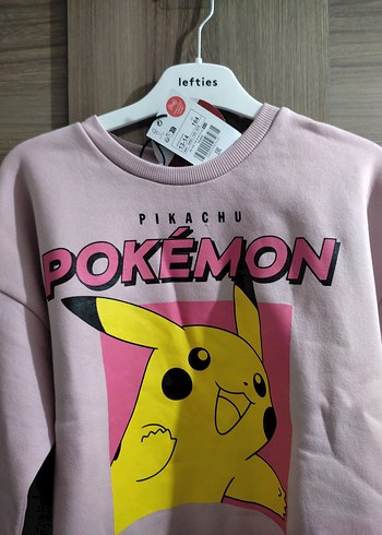 13-14 Yaş Beden zara lefties marka Pikachu Baskılı Kız Sweatshirt