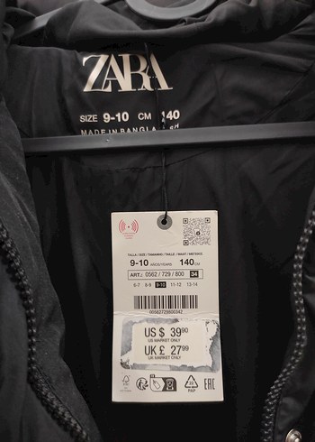 Zara Siyah Kapüşonlu sıfır etiketli