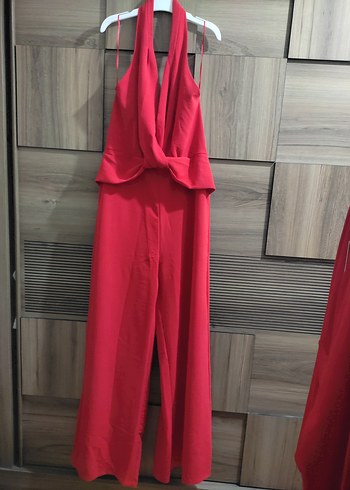 m Beden kırmızı Renk zara halter yakalı Tulum