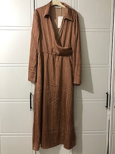 s Beden camel Renk mango uzun saten elbise