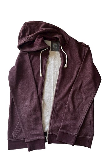 Bordo Fermuarlı Erkek Sweatshirt Kapüşonlu