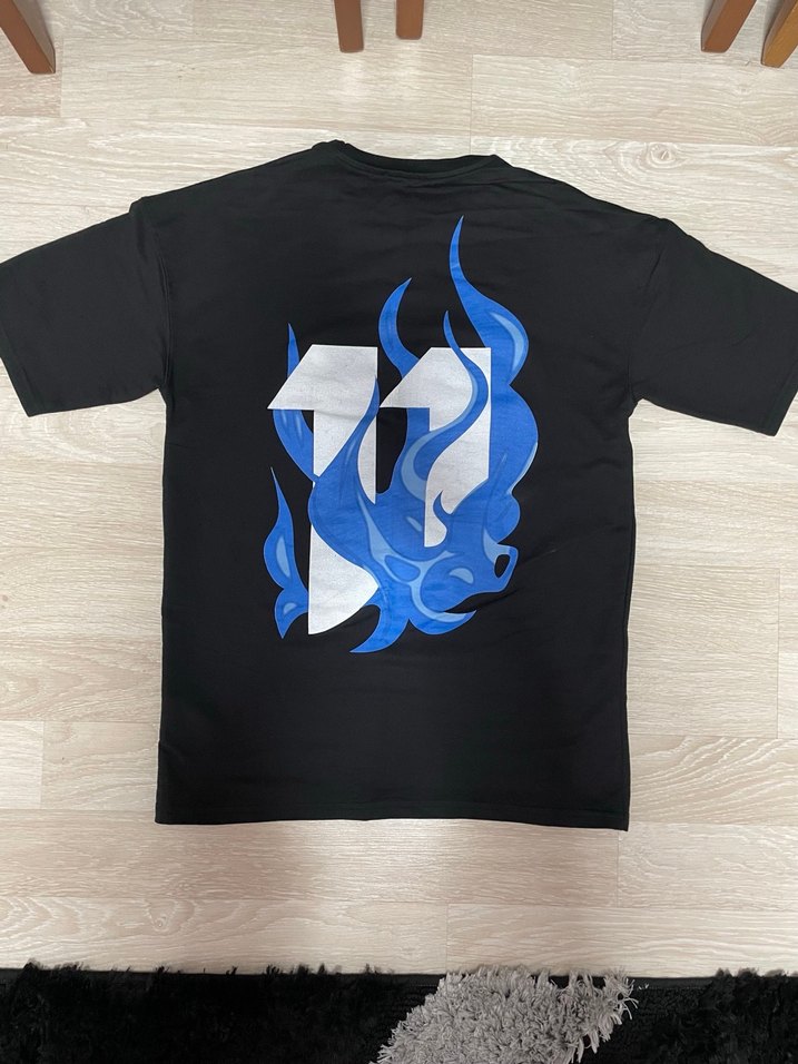 Siyah Rock Punk BURN Baskılı Oversize Tişört - Görsel 2