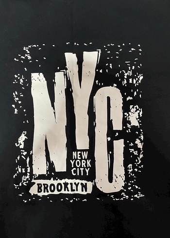 Siyah NYC Baskılı Erkek Tişört - Görsel 2