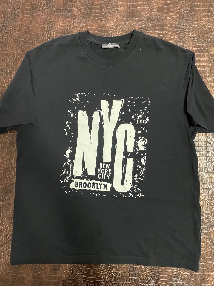 Siyah NYC Baskılı Erkek Tişört - Görsel 4