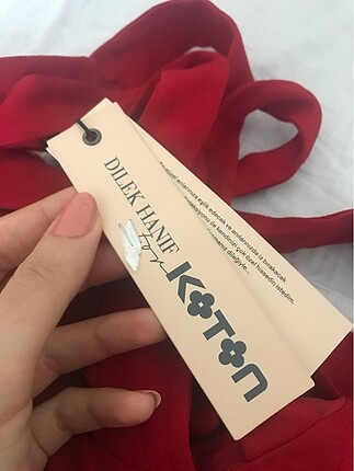 38 Beden kırmızı Renk Dilek Hanif for Koton kırmızı elbise