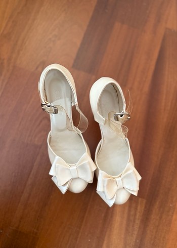 Gelinlik Ayakkabısı Fiyonk Detaylı Beyaz Platform Topuklu - Görsel 4