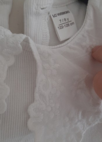 Kız Çocuk Beyaz Kısa Kollu Fırfırlı Bluz - Görsel 2