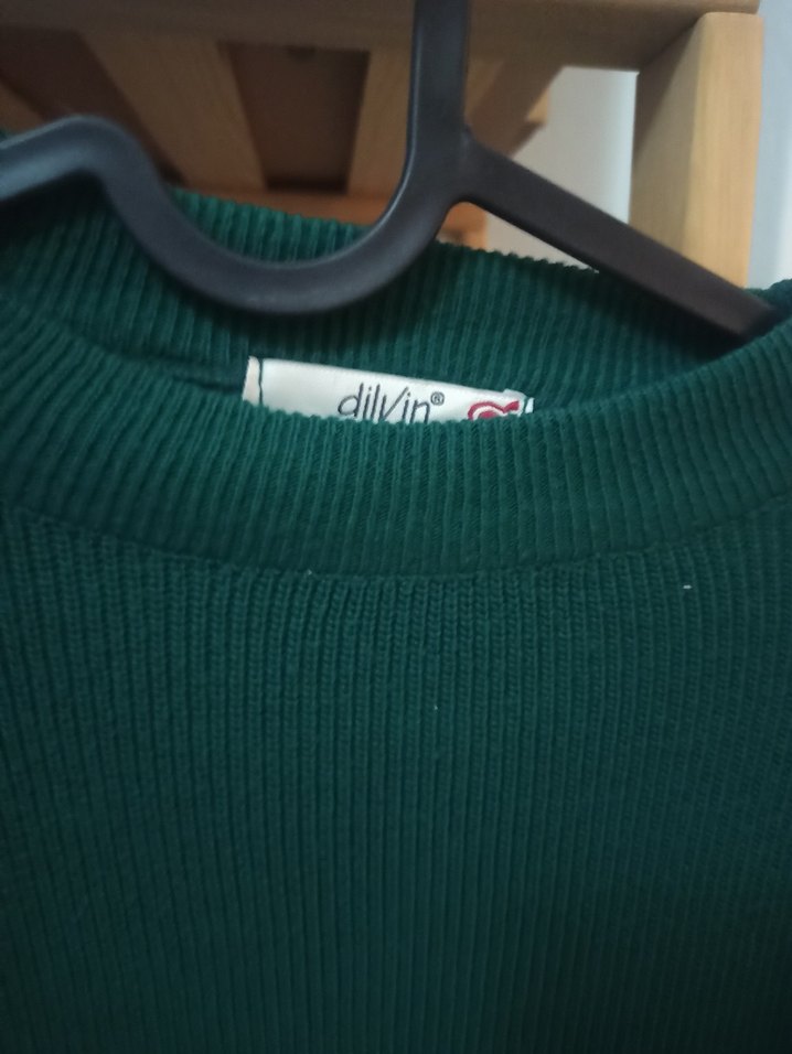 Kadın Koyu Yeşil Balıkçı Yaka Örgü Kazak - Görsel 4