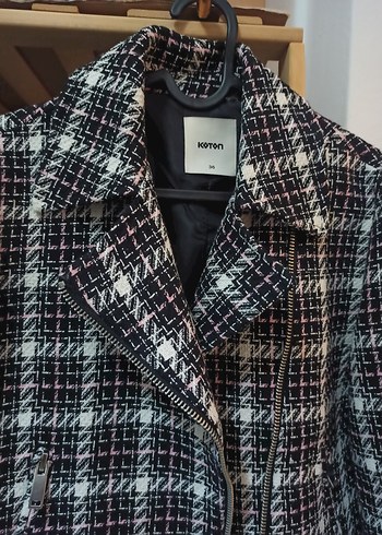 Koton Tüvit Ekose Crop Ceket - Görsel 2