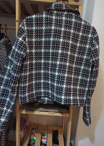 Koton Tüvit Ekose Crop Ceket - Görsel 5