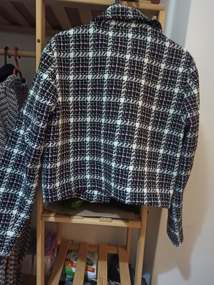 Koton Tüvit Ekose Crop Ceket - Görsel 5