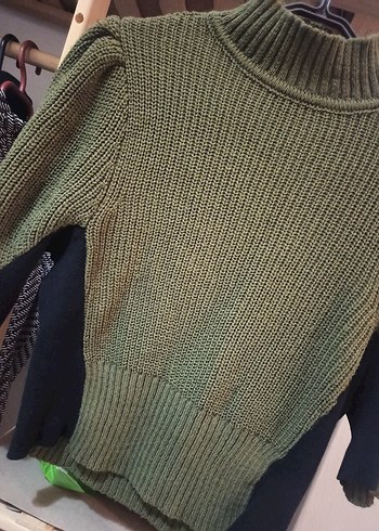 Kadın Haki Balıkçı Yaka Triko Kazak - Görsel 4