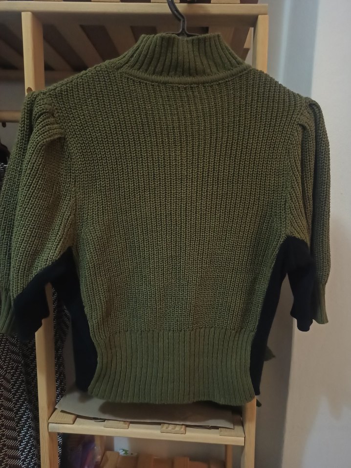 Kadın Haki Balıkçı Yaka Triko Kazak - Görsel 2