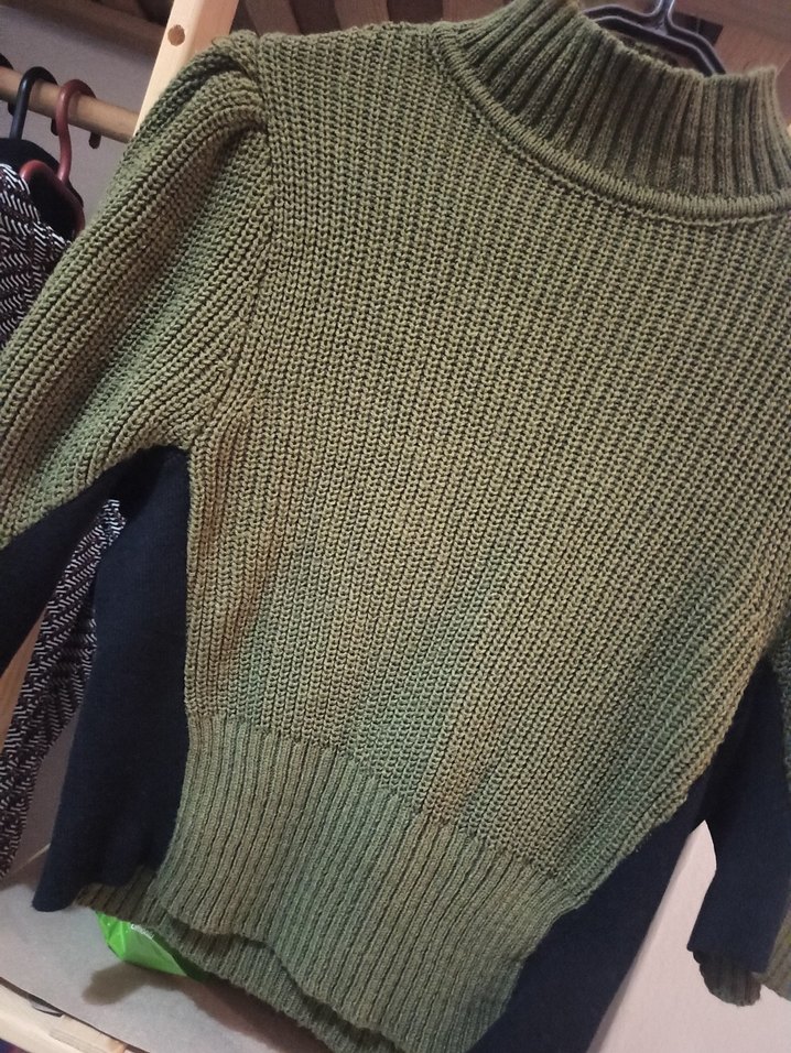 Kadın Haki Balıkçı Yaka Triko Kazak - Görsel 4