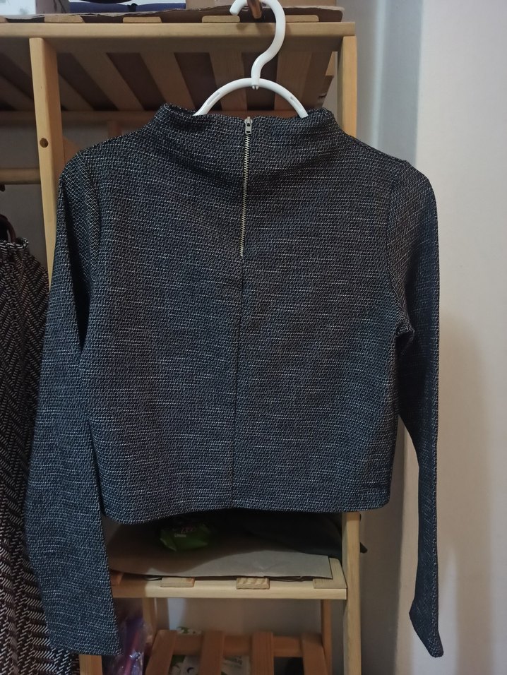 Kadın Gri Ofis Tarzı Bluz - Görsel 2