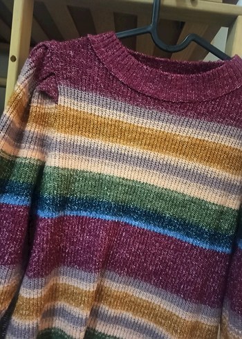 Mudo Renkli Çizgili Örgü Kadın Kazak - Görsel 2