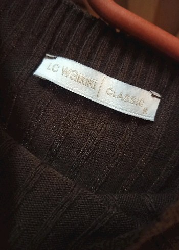 Acı Kahve Triko Boğazlı Midi Kadın Elbise - Görsel 3