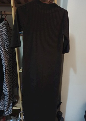 Acı Kahve Triko Boğazlı Midi Kadın Elbise - Görsel 5