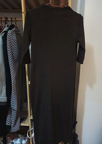 Acı Kahve Triko Boğazlı Midi Kadın Elbise - Görsel 2