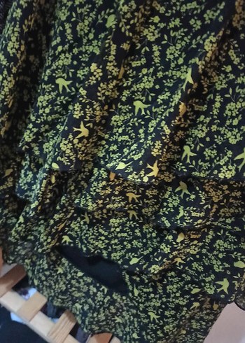 Volanlı Uzun Yeşil Desenli Etek - Görsel 3