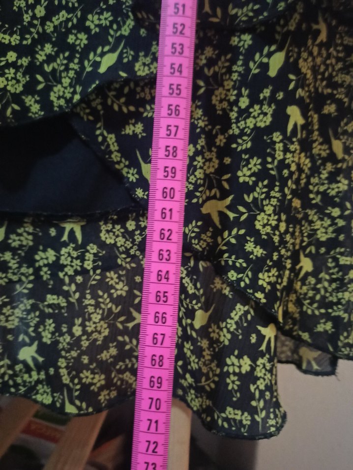 Volanlı Uzun Yeşil Desenli Etek - Görsel 4