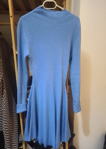 Trendyolmilla Mavi Triko Midi Elbise - Görsel 2