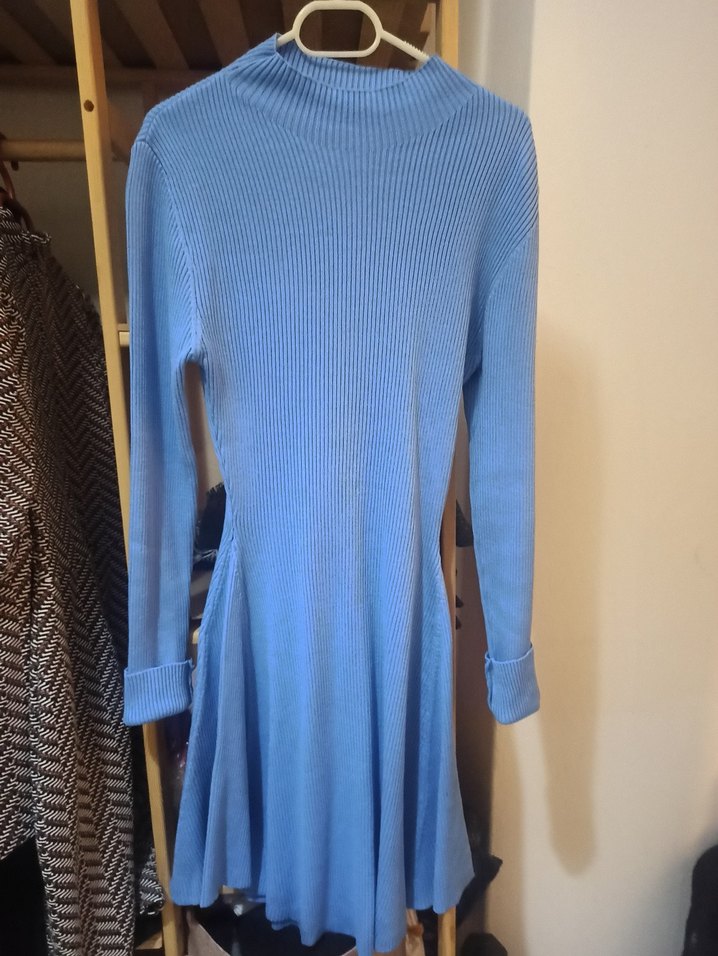 Trendyolmilla Mavi Triko Midi Elbise - Görsel 2