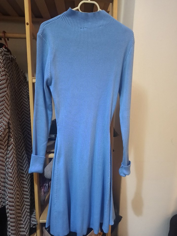 Trendyolmilla Mavi Triko Midi Elbise - Görsel 5