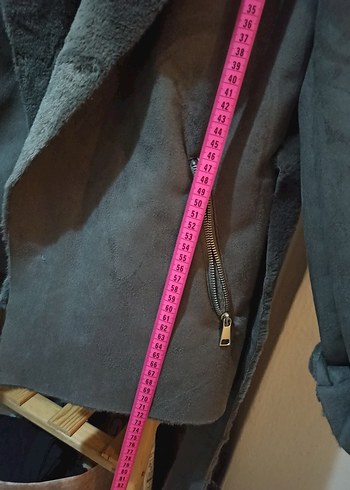 Koton Gri Süet Kemerli Ceket, Kürklü, Salaş - Görsel 5