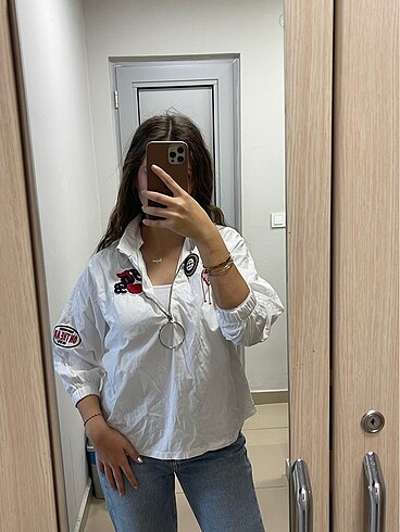 Fermuarlı yarım kollu gömlek