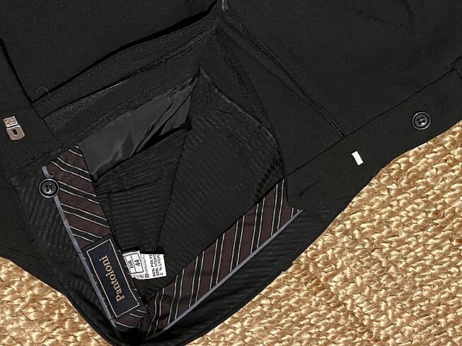 44 Beden siyah Renk Pantoloni, Vintage, Siyah, Kumaş Pantolon