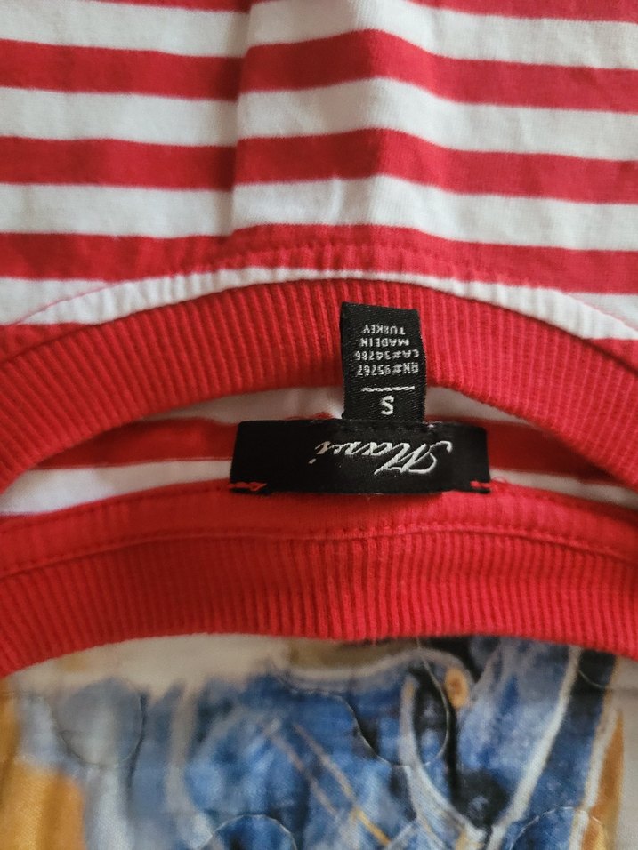 Kadın Kırmızı Çizgili Viskon Bluz - Görsel 2