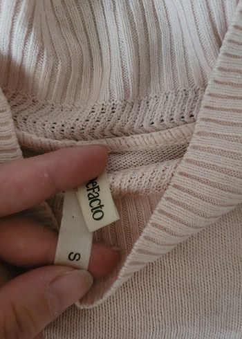 Açık pembe Kadın Keten Balıkçı Yaka Kazak - Görsel 2