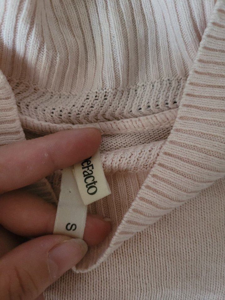 Açık pembe  Kadın Keten Balıkçı Yaka Kazak - Görsel 2