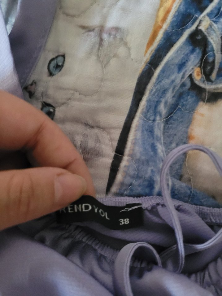 Kadın  Lila Keten Askılı Bluz - Görsel 2