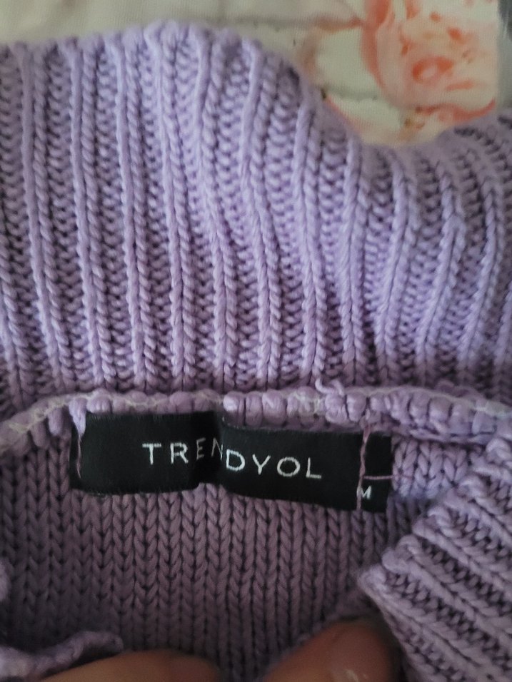 Kadın Mor Boğazlı Örgü Kazak - Görsel 2