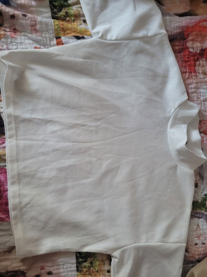 Kızlar için beyaz keten kısa kollu gömlek - Görsel 2