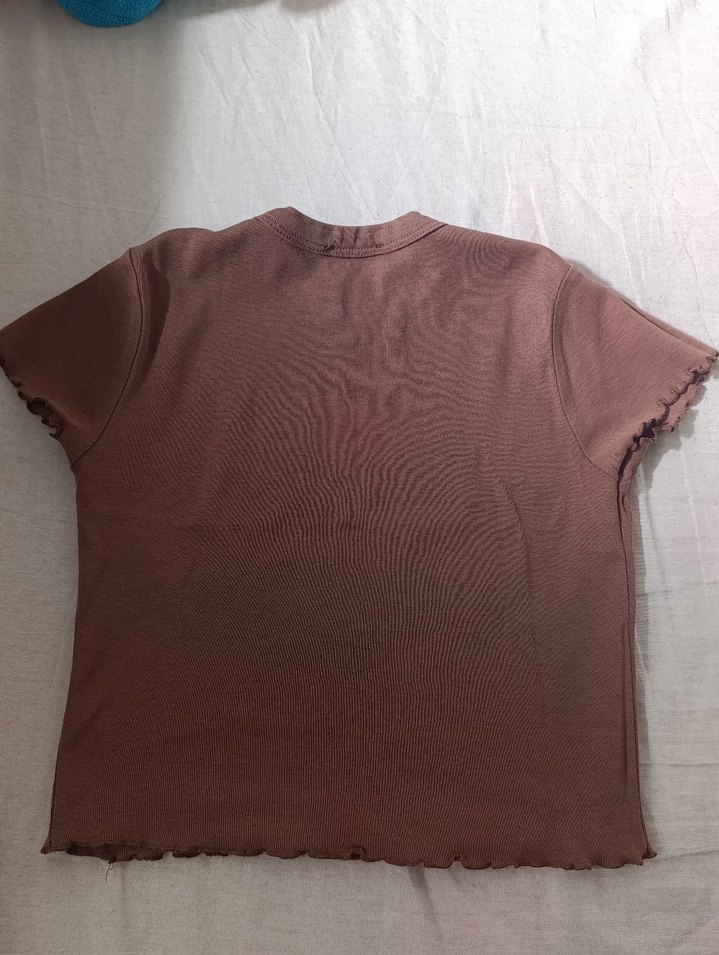 Kelebek Baskılı Kahverengi Tişört - Görsel 3