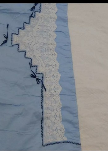 Nakışlı Pastel Mavi Tek Kişilik Pike - Görsel 3