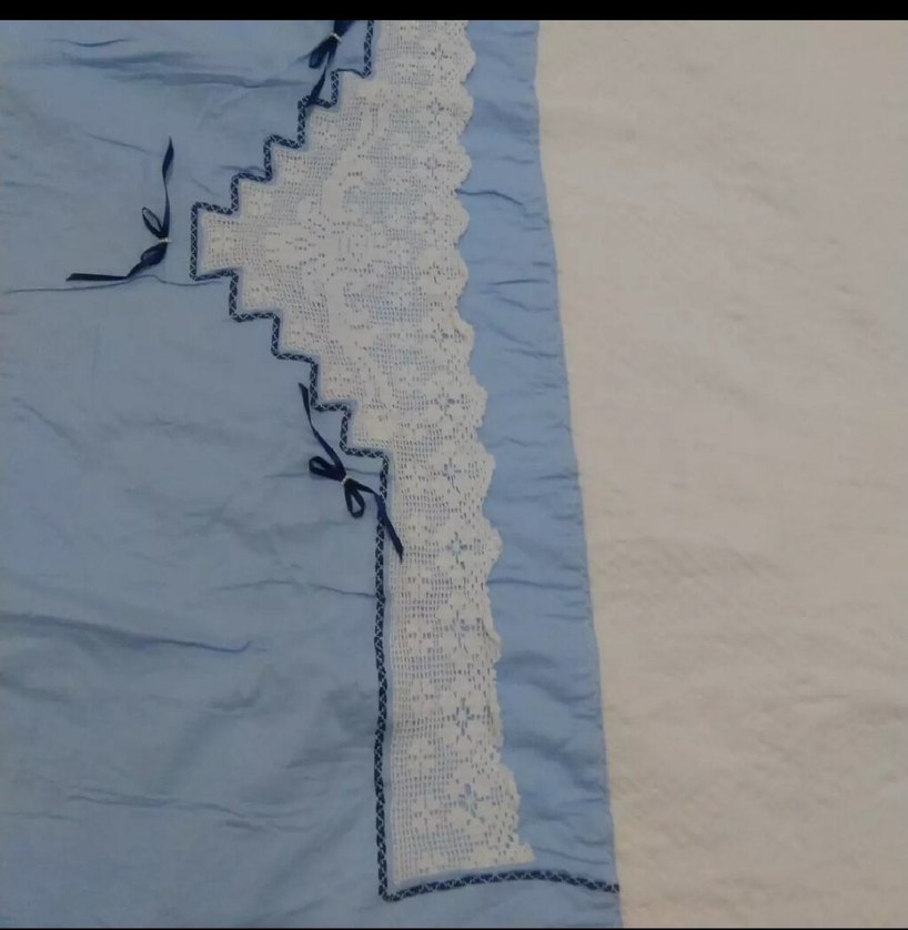 Nakışlı Pastel Mavi Tek Kişilik Pike - Görsel 3