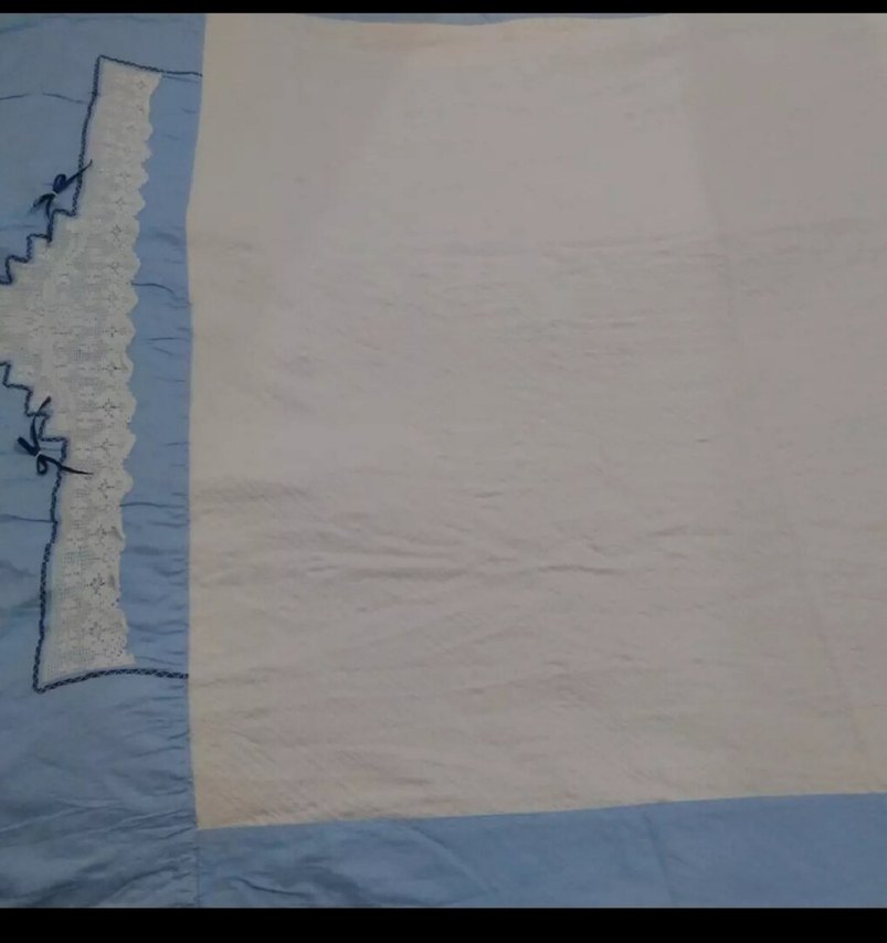 Nakışlı Pastel Mavi Tek Kişilik Pike - Görsel 5