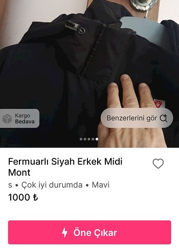 Mavi Siyah Fermuarlı Erkek Street Wear Mont