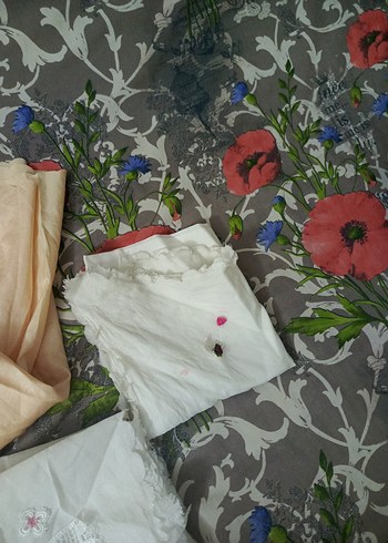 Nakışlı Beyaz fiskos örtüsü bohça - Görsel 3