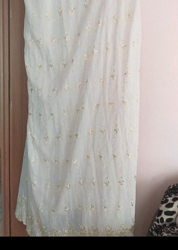 İşlemeli Beyaz Bohem Perde - Görsel 2