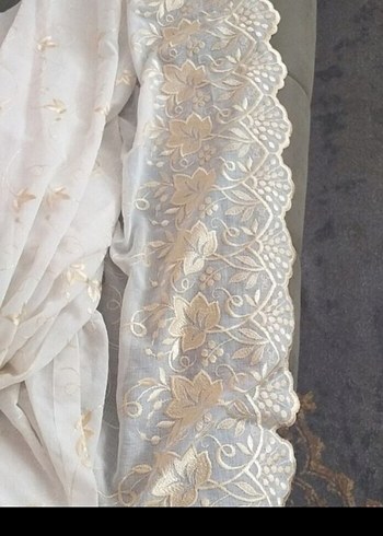 İşlemeli Beyaz Bohem Perde - Görsel 5